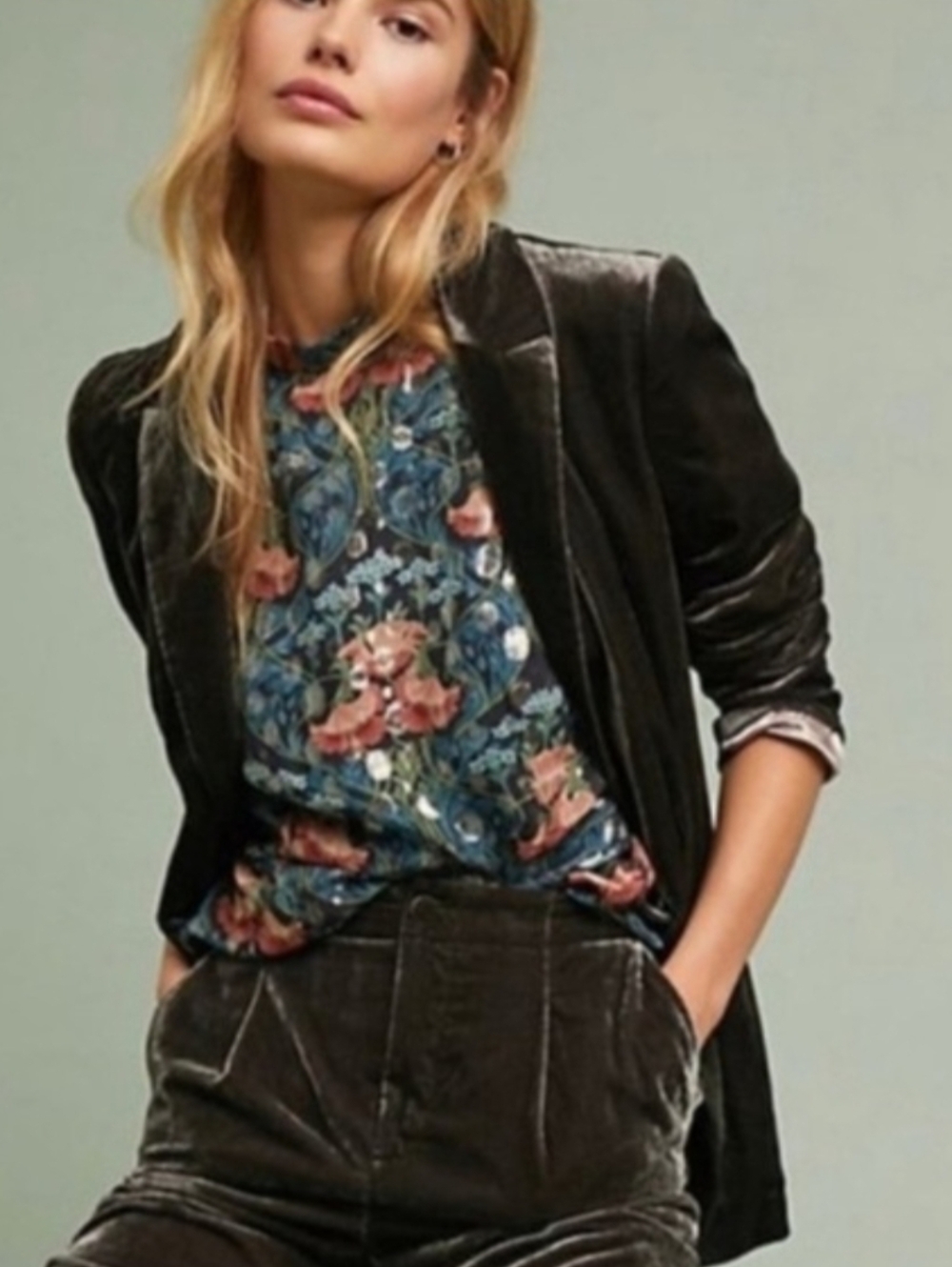 Anthropologie Ett:Twa Velvet Blazer Jacket